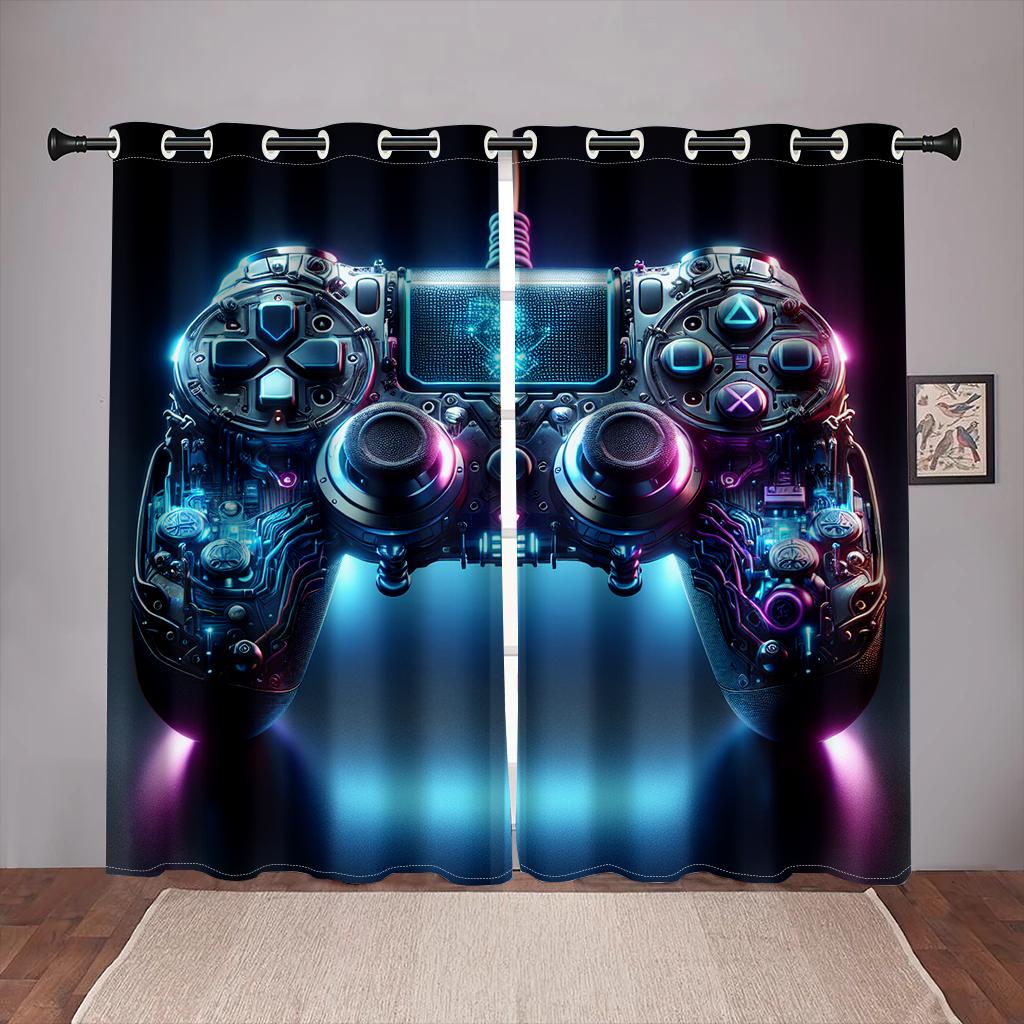 Cool Gamepad Switch Gamer Curtains for Boys Bedroom Graffiti Words Video Games Window Drapes Game Players Living Room Decoration