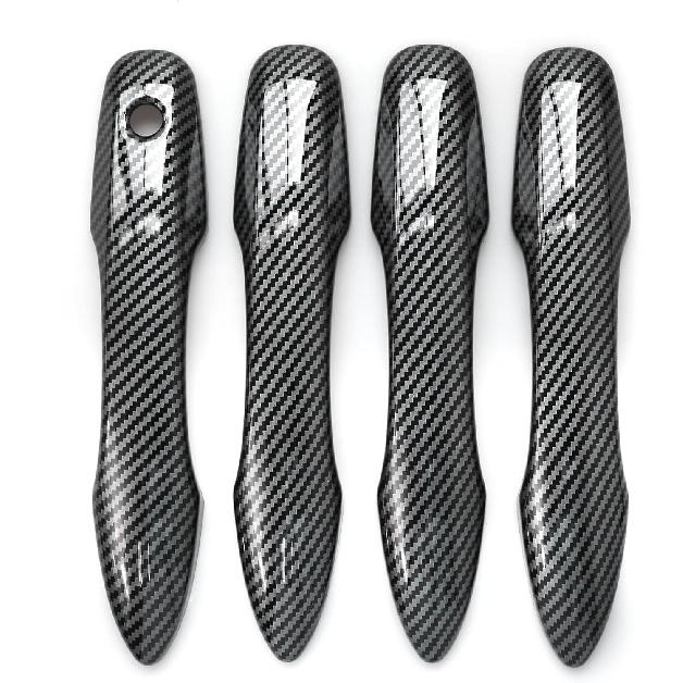 YINGTUU Car Snap-On Door Handle Cover For Toyota Camry 2018 2024 2025 Exterior Accessories Protection Stickers Sport Decals(Carbon Fiber Grain)