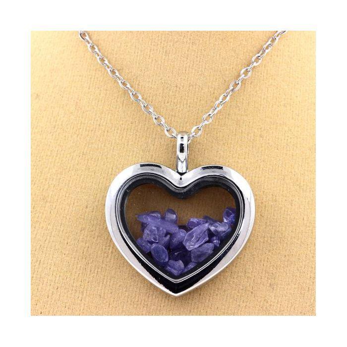 Stones and Minerals. Raw Tanzanite Necklace. Heart Model.