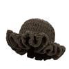 Handcrafted Knitted Beanie Cable Knit Winter Warm Bucket Hat Ruffled Edge Fisherman Hat  Outdoor