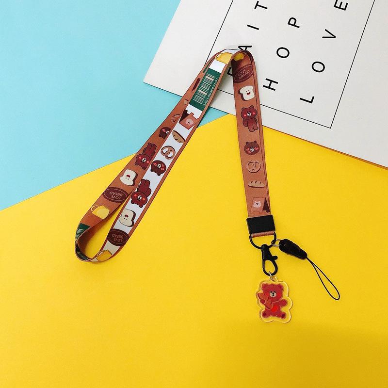 Cartoon Mobile Phone Lanyard, Cute Pendant, Wide And Flat Braided Belt, Lanyard, Key, Badge, Card Cover, Neck Lanyard.