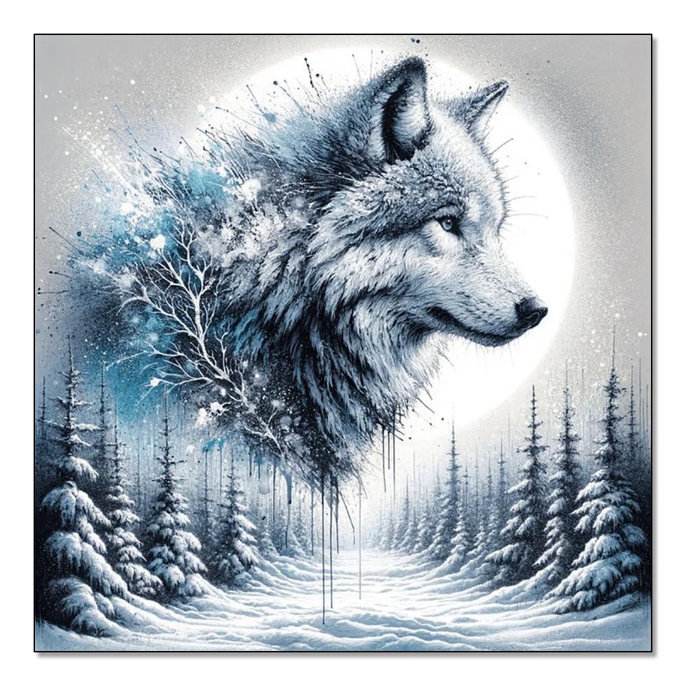 Full Round Diamond Painting Animal Wolf 5d Diy Diamond Mosaic Landscape Winter Home Decorative Rhinestone Pictures Craft Kit