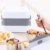 2-Tier Electric Lunch Box Food Heater Portable Travel Cooker 110V 200W Stainless Steel Insulated Bento Container W/ Fast Heating