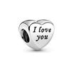 Sparking Diamond Heart Charm Beads Silver Bracelet Necklace DIY Jewelry Gift for Women