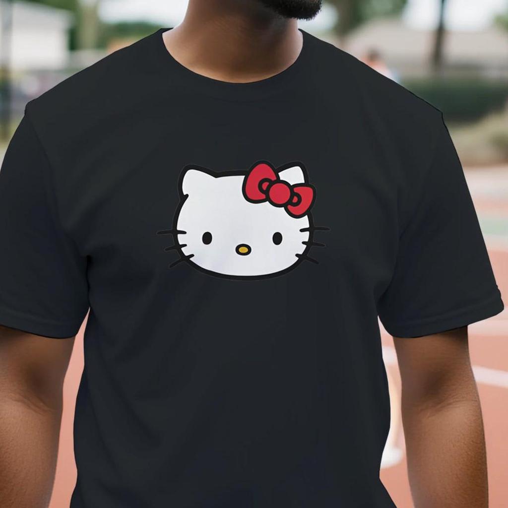 Cute Cartoon Cat Face Shirt, Kawaii Cat Graphic Tee, Minimal Cat Head Illustration, Cute Gift for Hello Kitty Lovers, Pastel Kawaii Shirt
