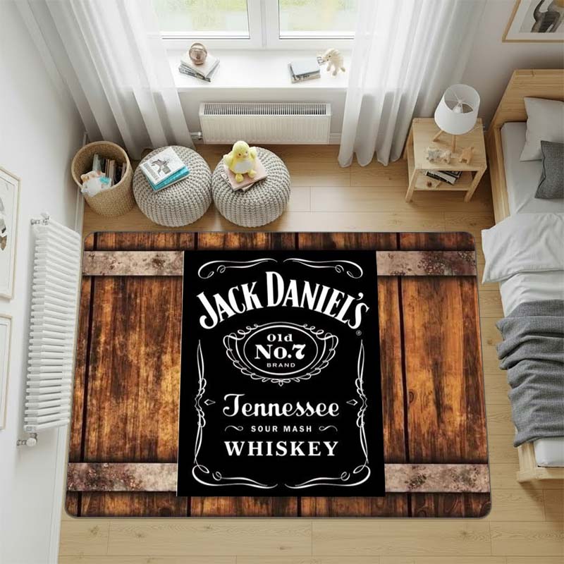 Jack Daniel's Whiskey Wood-grain Carpet, Non Slip Soft Floor Mat for Bar,Living Room Home Decor,wine Cabinet Rug