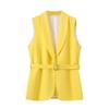 Fashion Style 2024 Summer New Arrival Women's Clothing Elegant All-Matching Sleeveless Stylish Slim Looking Yellow Belt Vest