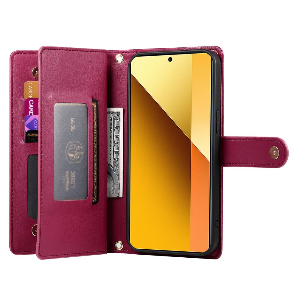 DF-011 For Xiaomi Redmi Note 13 5G Case Zipper Wallet Crossbody Leather Phone Cover