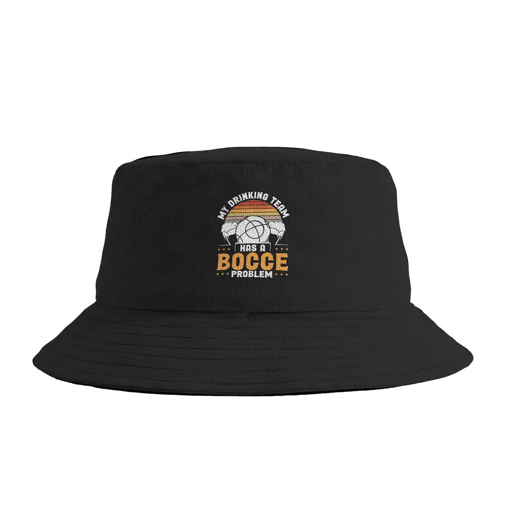 My Drinking Team Has A Bocce Problem Jack Bocci Game Bocce Bucket Hat For Unisex FisherUnisex Hats Vacation Caps Sunscreen Hats