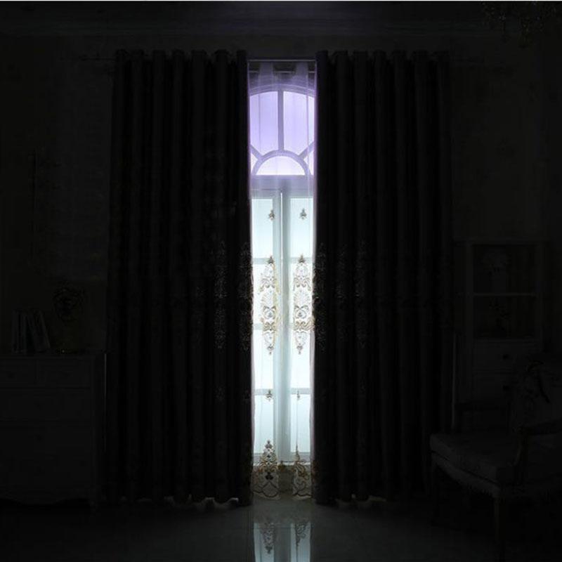 European Style Curtains Thickened Embroidered Curtains Bedroom Full Blackout Insulation Living Room Bay Window Curtain Rod