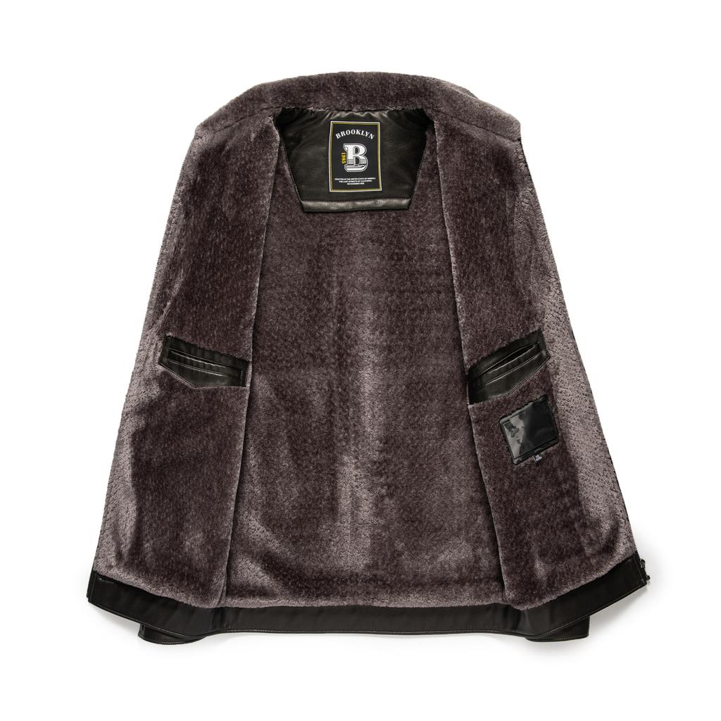 Зимняя новая универсальная мужская кожаная куртка Haining с мехом, бархатная и утолщенная мотоциклетная кожаная куртка с мехом