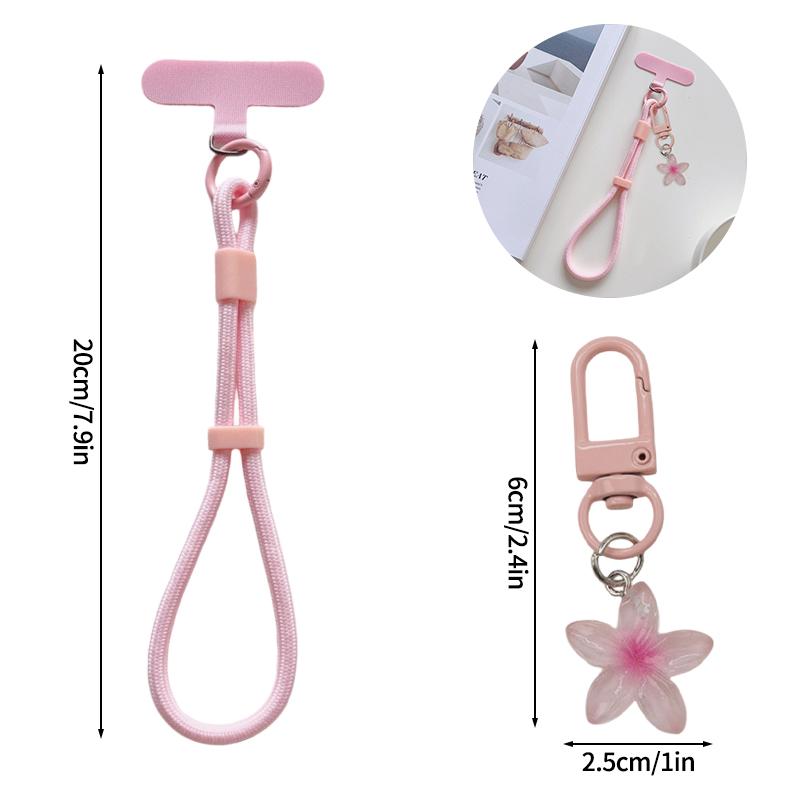 Cell Phone Lanyard Keychain on The Phone Macaron Color Beads Pendant Mobile Phone Rope Flowers Keychains Accessorie