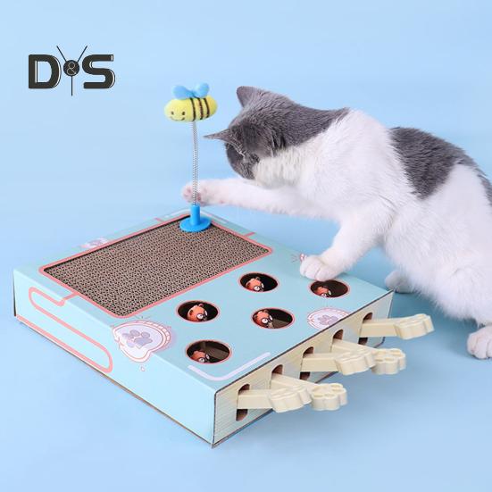 Игрушка для кошек «Бей крота» 3 в 1 интерактивная картонная когтеточка с игрушкой «Бей крота» для кошек, живущих в помещении