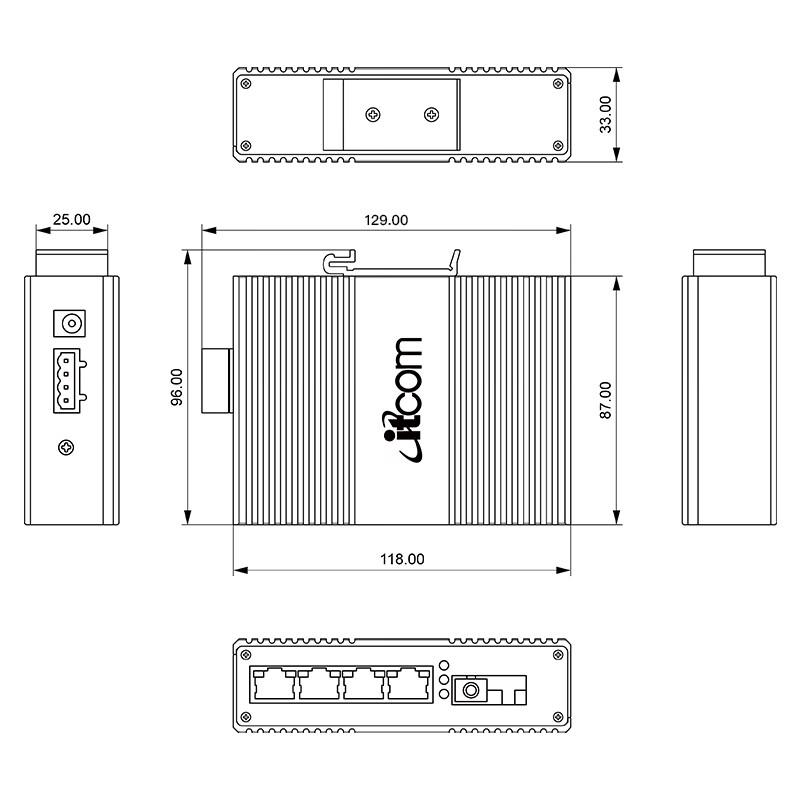 itcom Industrial Gigabit POE Fiber Optic Converter
