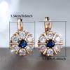 Green Crystal White Zircon Round Flower Hoop Earrings For Women Vintage Gold Color Ear Buckle Wedding Jewelry Mother's Day Gifts