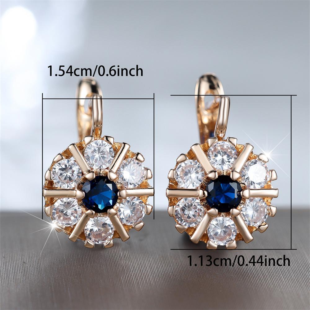 Green Crystal White Zircon Round Flower Hoop Earrings For Women Vintage Gold Color Ear Buckle Wedding Jewelry Mother's Day Gifts