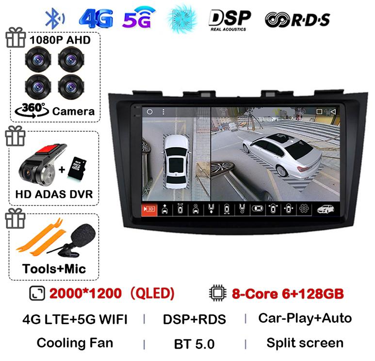 Android 14 Carplay Автомагнитола Для Suzuki Swift 4 2011 2012 2013 2014 2015 2016 Мультимедийный Видеоплеер Аудио GPS Стерео WIFI