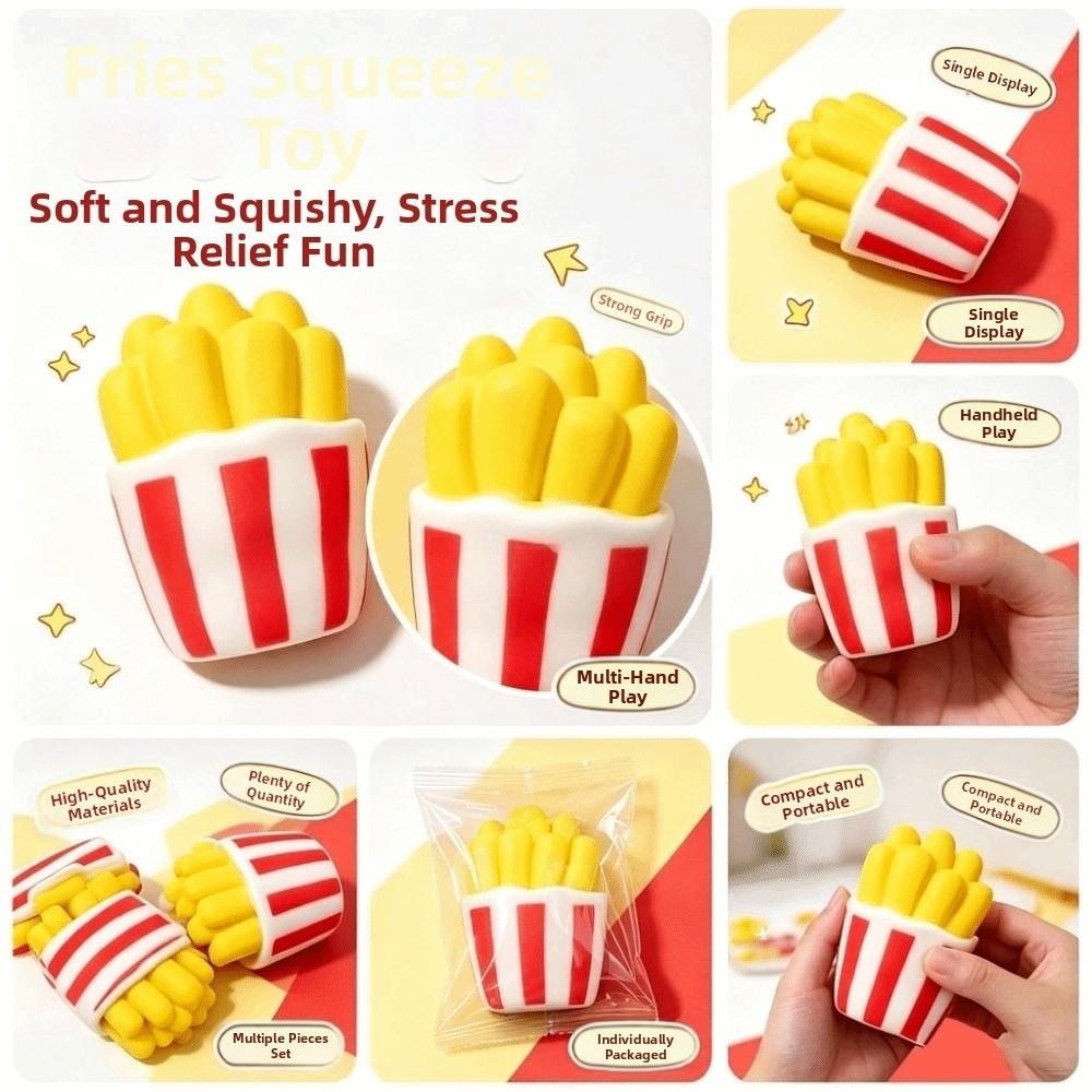 Building Blocks Crackling Fries Squishy Toy Crunchy Realistic Food Pinch for Kids Adults