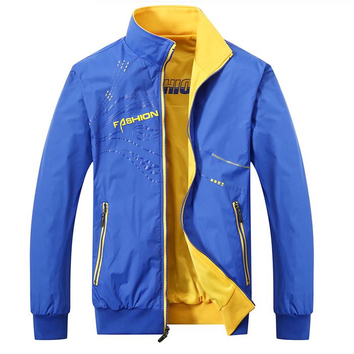 Двусторонняя мужская куртка с воротником-стойкой, весна, осень, зима, повседневная спортивная тонкая, свободная ветрозащитная и дышащая мужская куртка