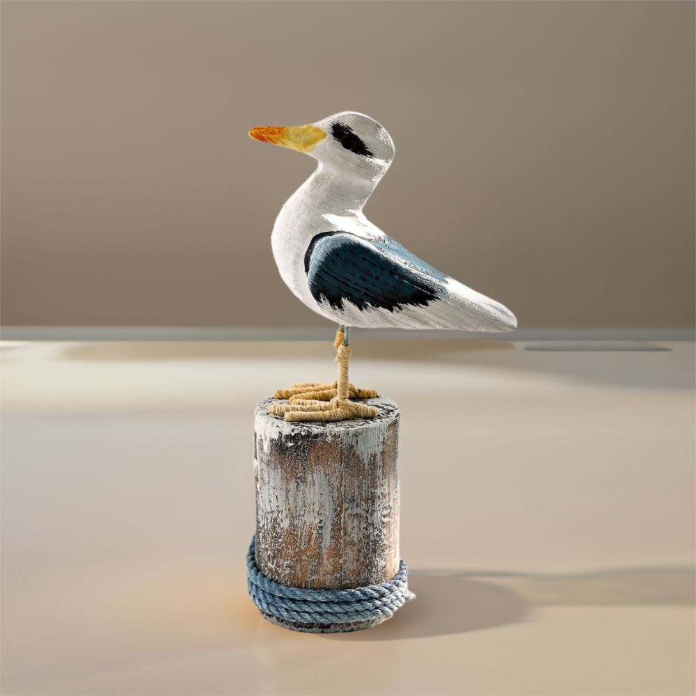 Mediterranean Style Wooden Seagull Craft Vintage Seagull Model Durable Seabird Ornament Nursery