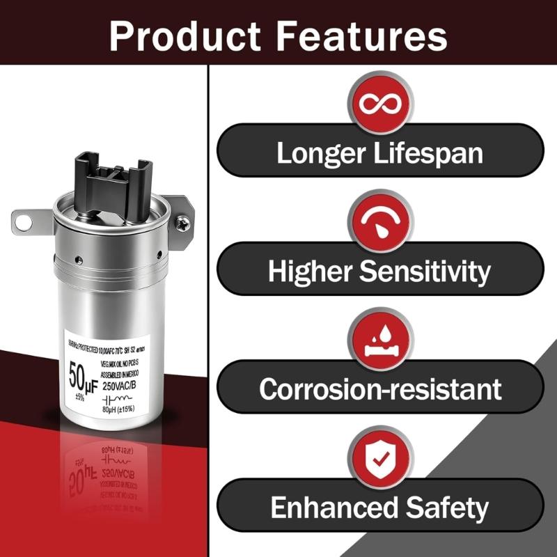 W11395618 Конденсатор для стирально-сушильной машины 50 мкФ 250 В для W10866250 W11315694 W11162560 W10625046 4931353 PS12731163 W10843769