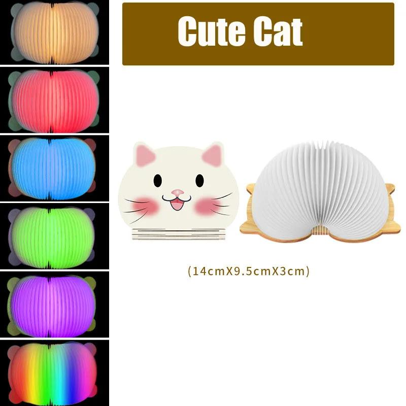 Cartoon Animals Folding Book Lamp Portable Paper Night Light Cute Kid's Desk Light USB Rechargeable for Home Decor Birthday Gift