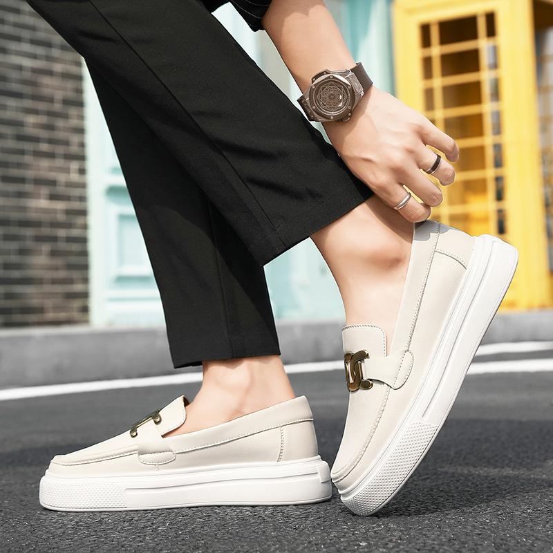 Оригинальные черные мужские кожаные мокасины, модная повседневная обувь на платформе, женские модные удобные дышащие дизайнерские мокасины для мужчин