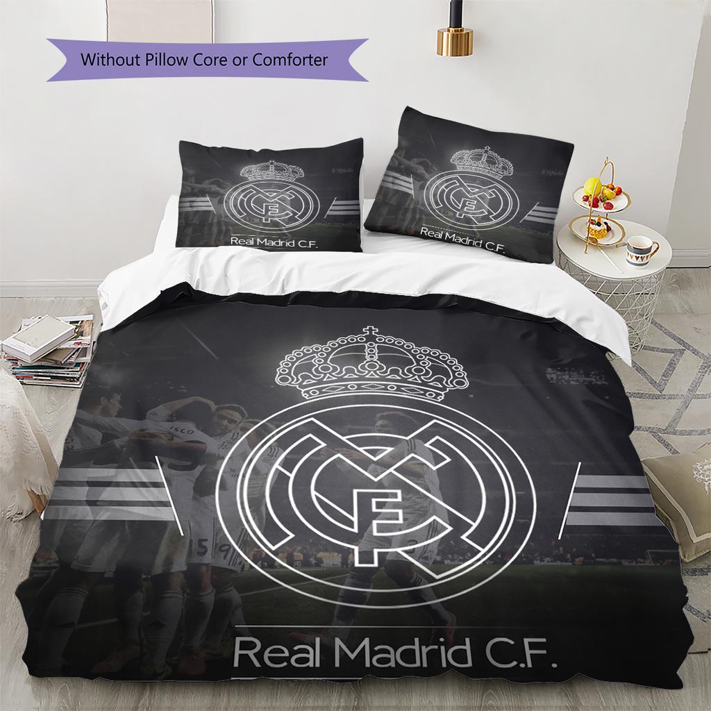 Madrid team Pattern Bedding Home Decoration Birthday Gift (1 * duvet cover + 2 * pillowcase, without core)