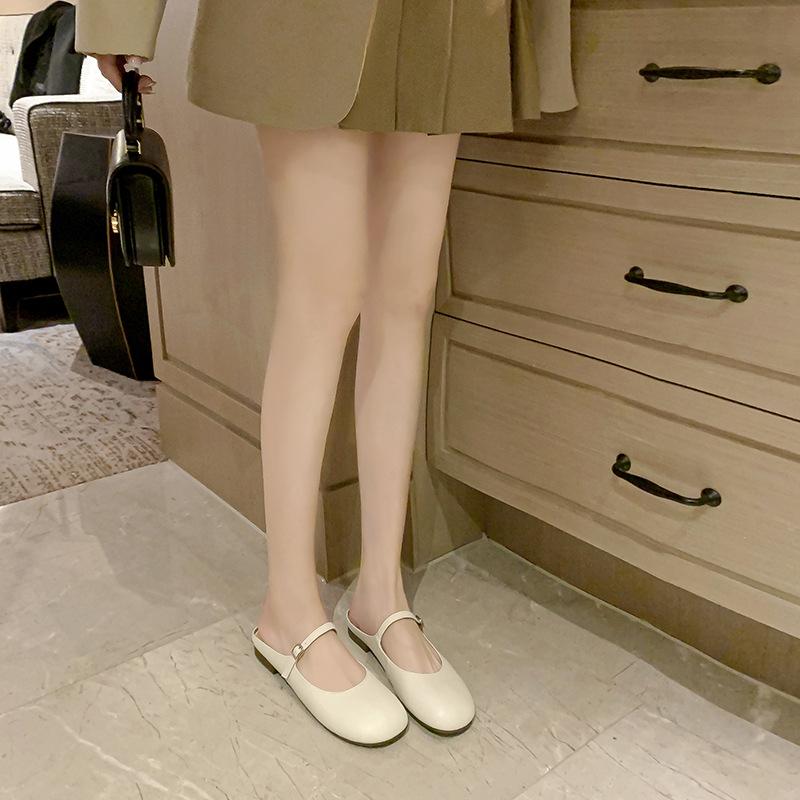 6.18 Кожаные балетки с сумкой на носке Мэри Джейн на плоском каблуке шлепанцы серебристые женская обувь дышащие для улицы лето