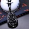 Ожерелье из черного обсидиана с 12 зодиакальными богами-хранителями и подвеской Гуаньинь