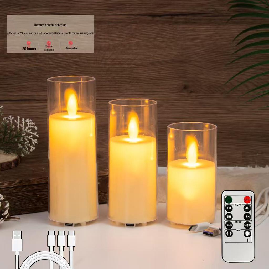 Rechargeable LED Acrylic Simulated Candle with Swinging Flame - Romantic Home Ambiance