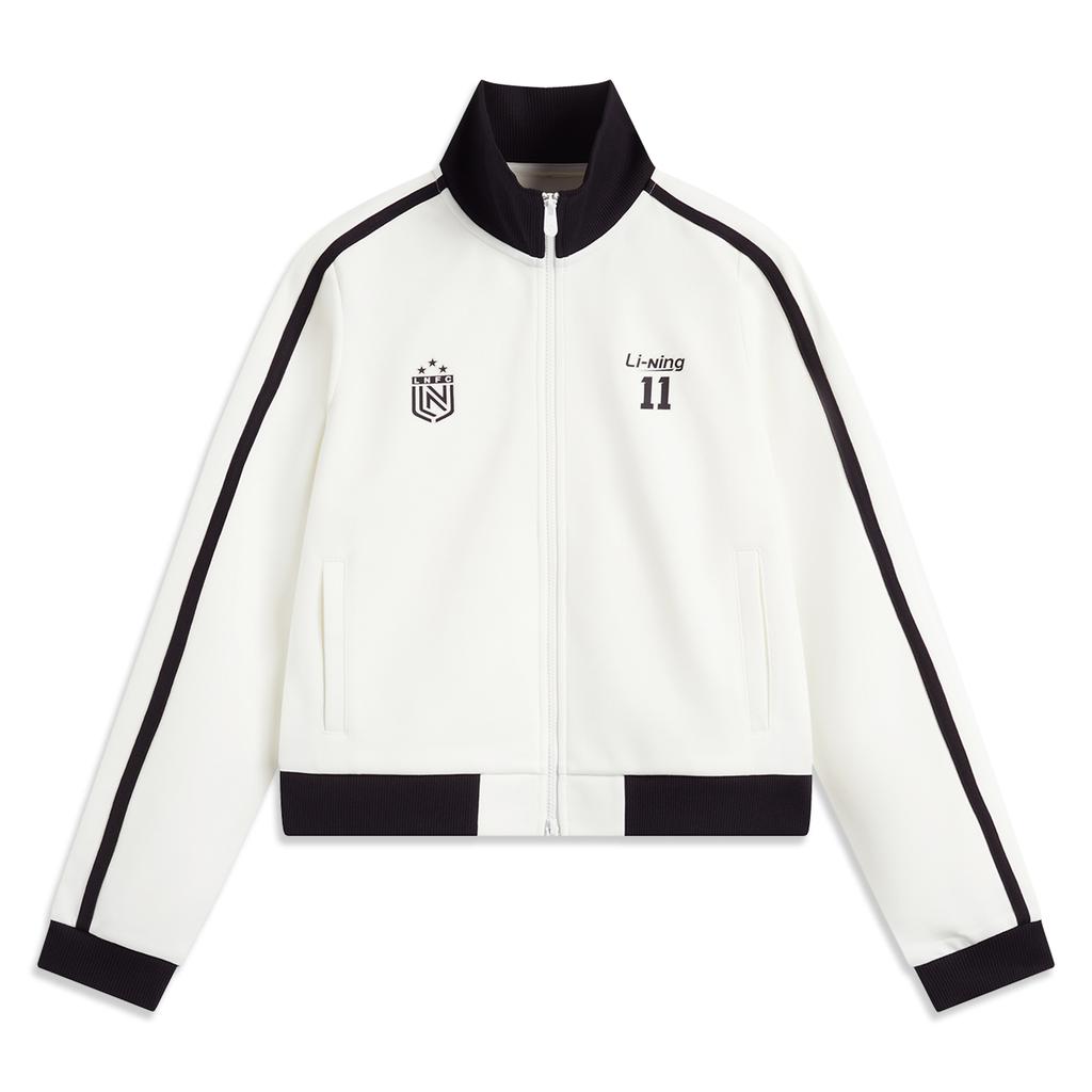 Li Ning Color Block Letter Zipper Stand Collar Comfortable Breathable Versatile Casual Sweatshirt Women Sweatshirt Off-White AWDVC04-2