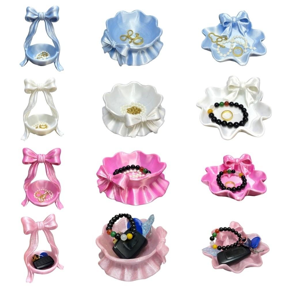 Sweet 3D Printed Jewelry Tray Decorative Jewelry Plates Fashion Bow Ribbon Ring Holder  Desktop Use