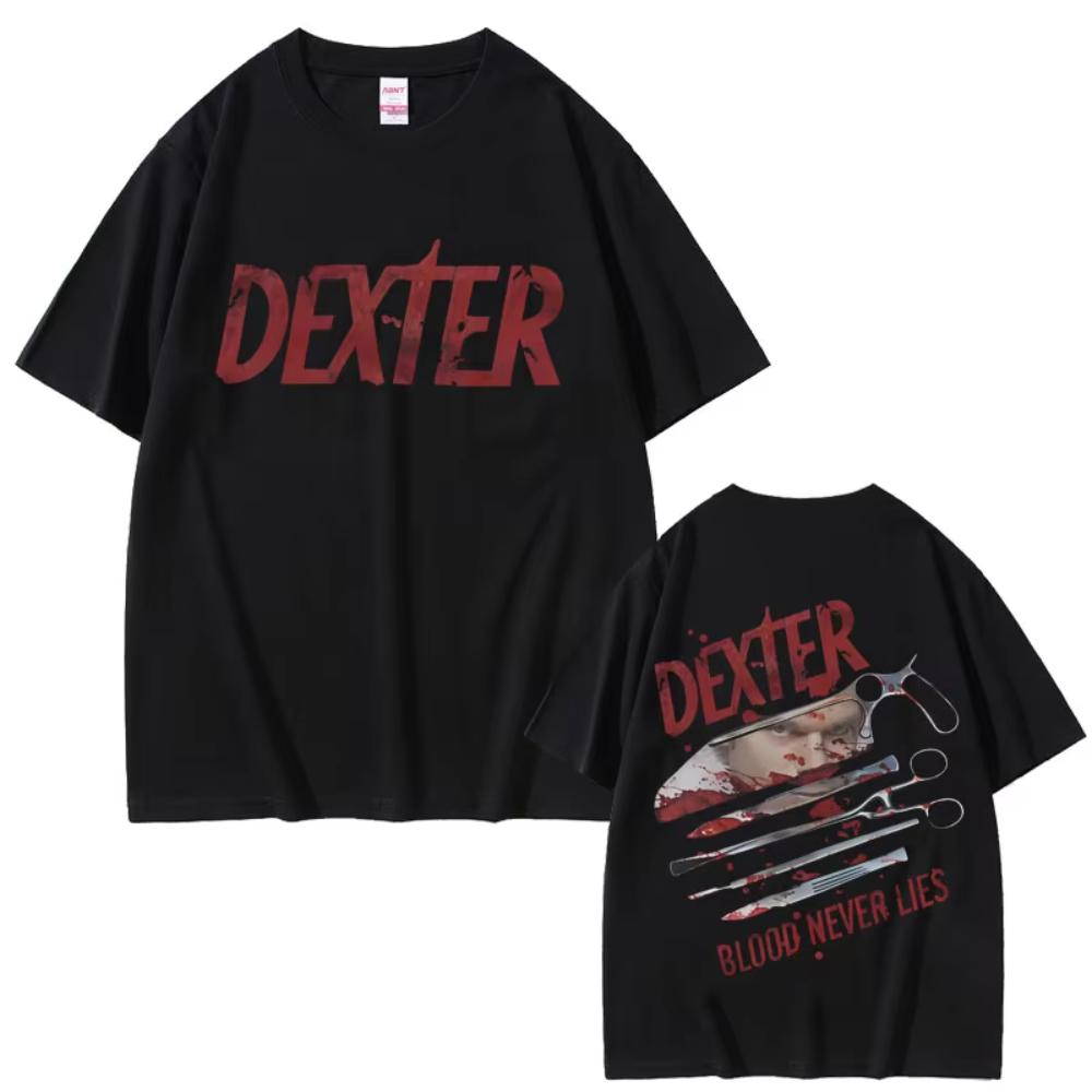 Tv Play Dexter Morgan Blood Never Lies Graphic Tshirt Unisex Women Casual Cotton Vintage T Shirt Unisexs Clothing Oversized Tshirts