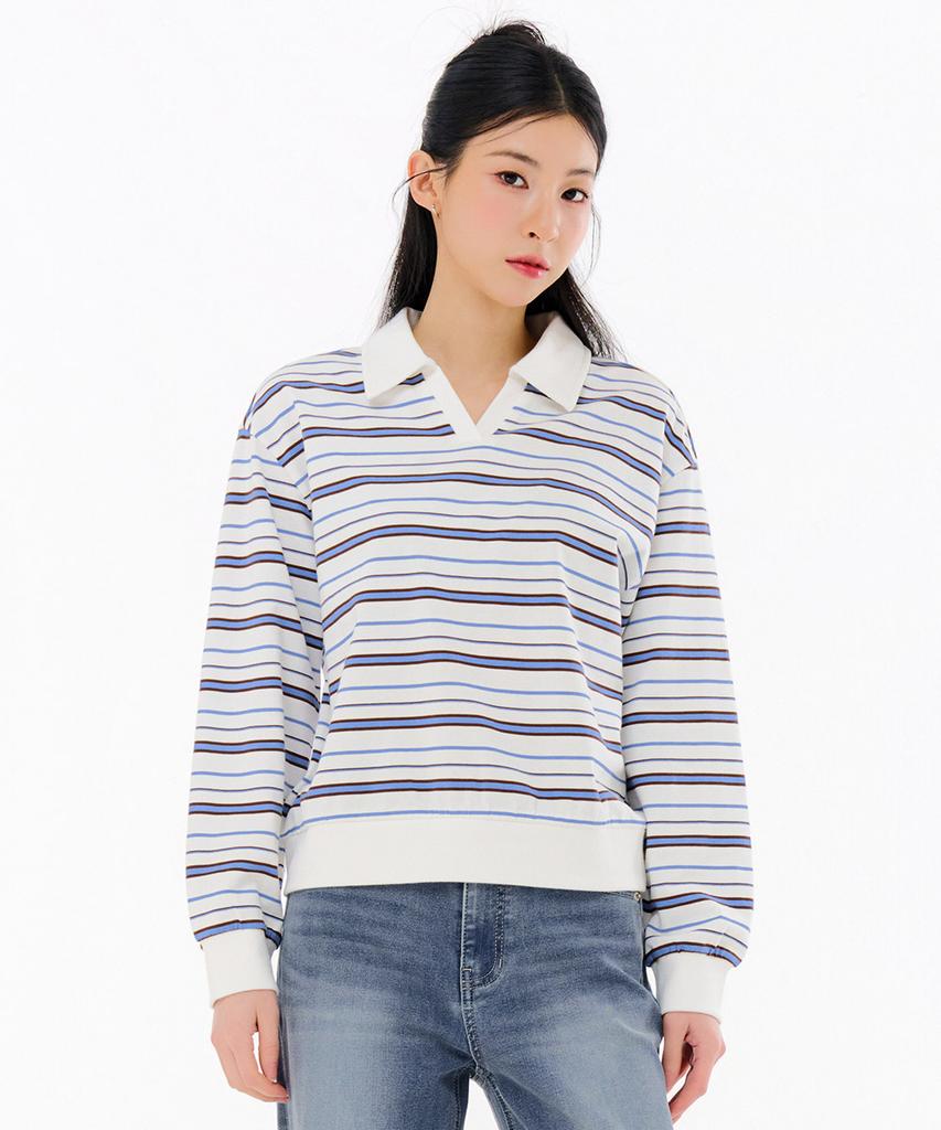 CHASECULT Women'S Striped Open Collar T-Shirt-Farg5166B0A