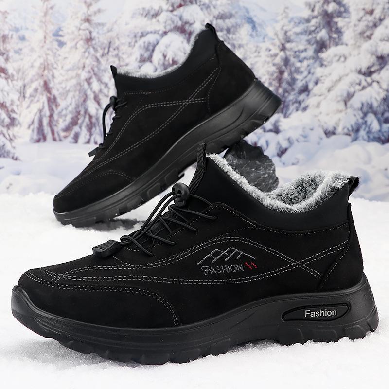 Мужская зимняя повседневная обувь, толстая подошва, нескользящая, плюшевая, бархатная, меховая, ботильоны, мужская зимняя обувь, зимние ботинки для улицы, обувь без застежек