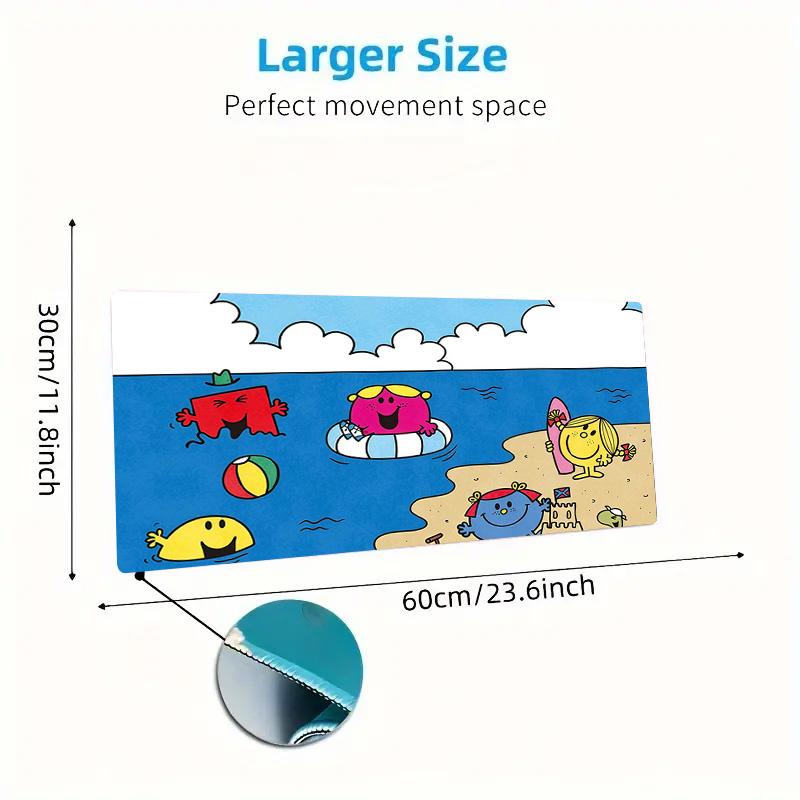 Mr. Men and Little Miss2 Print Cushion Non-slip Laptop Tablet Big Mousepad XXL Mat Mini PC Playmat With Lock edge