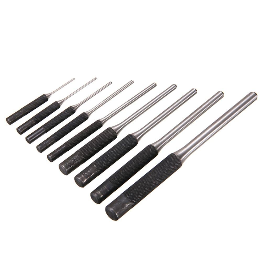 Craft 9pcs/Set Round Head Heavy Duty Multi Size Punch Locator Pin Punch Roll Pins Punch Gouge Tools