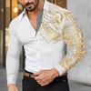 Men Long Sleeve Shirt With Embossed Print For Spring Casual And Street Style