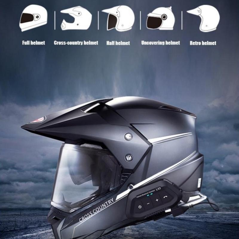 LX2 Bluetooth-гарнитура для мотоциклетного шлема, наушники с микрофоном для 2 гонщиков, Bluetooth-стереонаушники, громкая связь, мото-коммуникатор, динамик, гарнитура, байкерская гарнитура