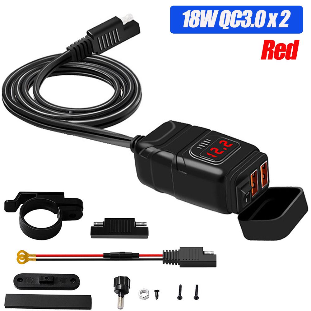 USB-зарядное устройство для мотоцикла, QC3.0 PD, быстрая зарядка, USB-адаптер, адаптер 12 В с вольтметром, аксессуары для мотоциклов