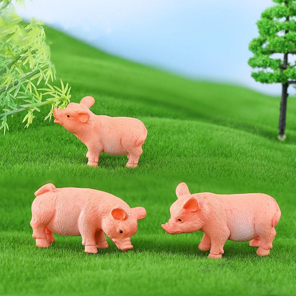 3 шт. Копилки-поросята Реалистичная статуэтка свиньи Пластиковая ручная работа Миниатюрная фигурка свиньи Водонепроницаемая Милая статуэтка поросенка Двор