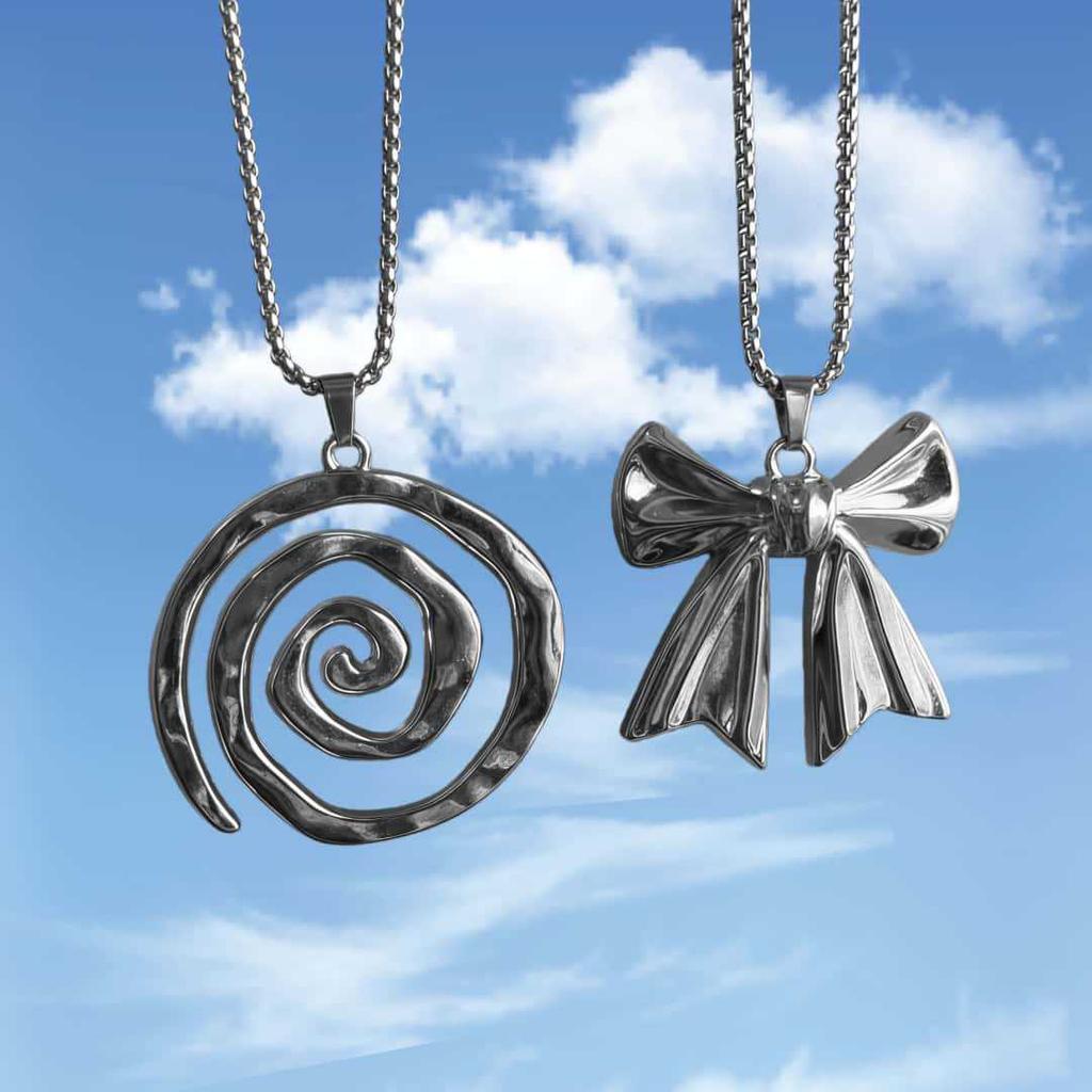Bohemian Y2k Sliver Color Stainless Steel Snake Chain Thick Spiral Pendant Necklace for Women Men Trendy Collar Chain Jewelry3