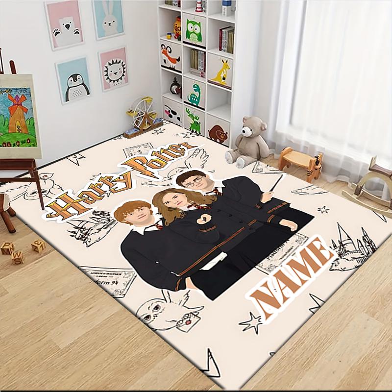 Custom Name "Magic School Adventure" Carpet Rug Customizable Soft Washable Anti-Slip Home Living Room Sofa Mats Personalized Rug. 090956