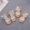 Girls Beach Shoes Side Bows Kids Princess Shoes Sweet Beading 2025 Summer New Children Sandals Open Toes Ins Trendy Soft Sole