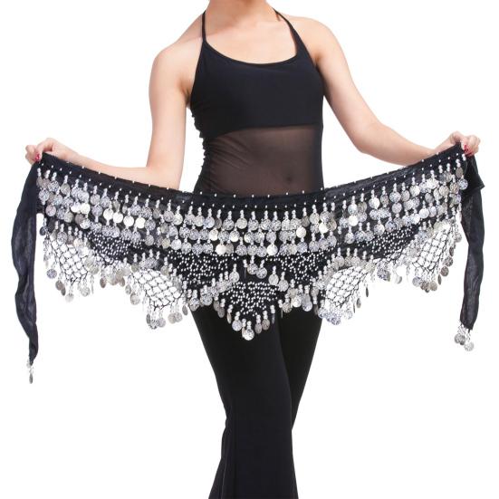 Velvet Belly Dance Waist Chain with Coin Lace-up Lightweight Women Dancing Waist Belt Dancer Accessories