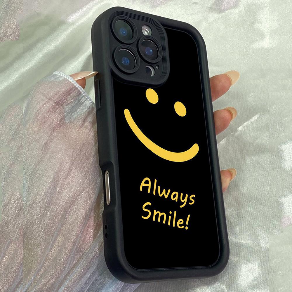 JT13 Всегда улыбайся! Чехол для iPhone 17 16 Pro Max Samsung S26 S25 Ultra A17 A16 A26 A06 A07 Xiaomi 15T Redmi Note 14 Pro Plus Мягкий ТПУ Чехол-обложка
