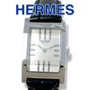 Б/у HERMES Tandem TA1.210 Серебристо-серый циферблат Черный кожаный ремешок Черный кварцевый QZ Женские часы Бренд Хорошее состояние Рабочие