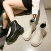Французский британский стиль модные ботинки женские 2025 осень и зима новые ботинки Мартин круглый носок модные универсальные короткие ботинки женские