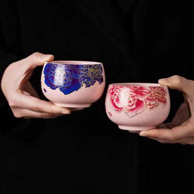 Pink Ru Kiln меняет цвет при нагревании, чашка Peony Master, чашка для чая, персональная специальная для женщин, китайская элитная изысканная чашка для чая